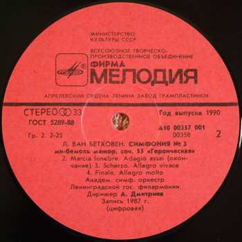 LP Ludwig van Beethoven: Симфония № 3 Ми-Бемоль Мажор, Соч. 55