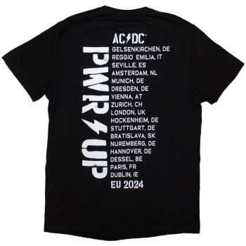 Mercancía AC/DC: Ac/dc Unisex T-shirt: Pwrd-up B&w Photo Eu Tour '24 (back Print & Ex-tour) (x-large) XL