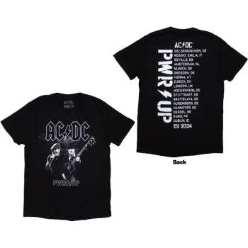Mercancía AC/DC: Ac/dc Unisex T-shirt: Pwrd-up B&w Photo Eu Tour '24 (back Print & Ex-tour) (x-large) XL