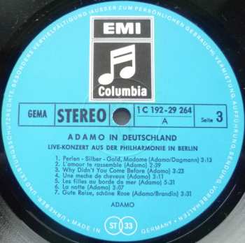 2LP/Caja Adamo: Adamo In Deutschland (Live-Konzert Aus Der Philharmonie In Berlin)