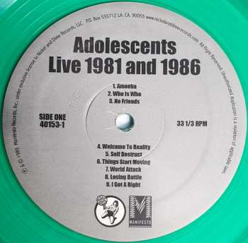 LP Adolescents: Live 1981 And 1986 LTD | CLR