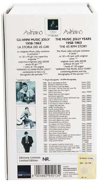 33SP/Caja Adriano Celentano: Gli Anni Music Jolly 1958-1963 - La Storia Dei 45 Giri = The Music Jolly Years 1958-1963 - The 45 Rpm Story CLR | DLX | LTD | NUM