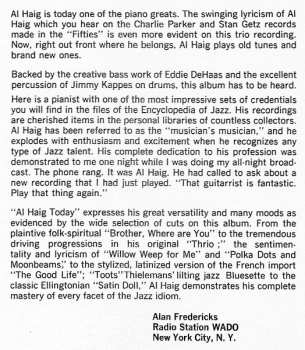 CD Al Haig: Al Haig Today! LTD