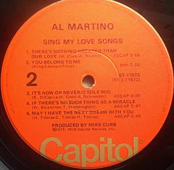 LP Al Martino: Sing My Love Songs