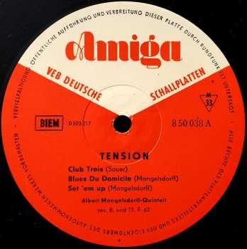 LP Albert Mangelsdorff Quintet: One Tension