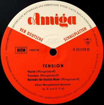 LP Albert Mangelsdorff Quintet: One Tension