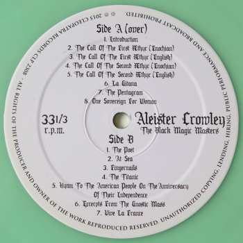 LP Aleister Crowley: The Black Magic Masters LTD | CLR