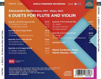 CD Alessandro Rolla: 6 Duets For Flute And Violin