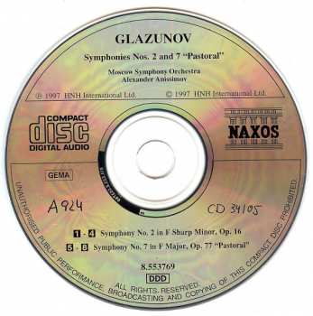CD Alexander Glazunov: Symphonies Nos. 2 And 7 "Pastoral"