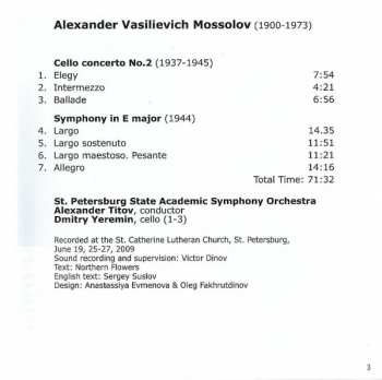 CD Alexander Mossolov: Cello Concerto No.2, Symphony In E Major