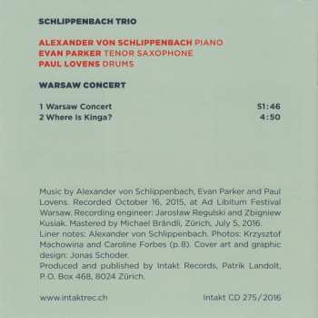 CD Alexander von Schlippenbach Trio: Warsaw Concert