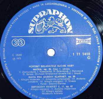 LP Alois Hába: Portrét Skladatele