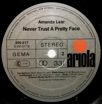 LP Amanda Lear: Never Trust A Pretty Face