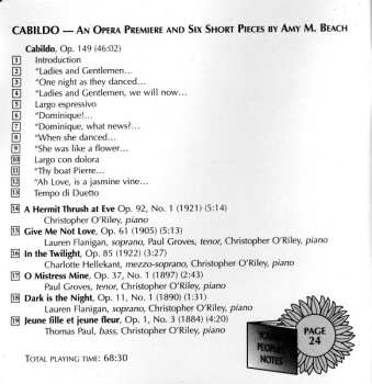 CD Amy Marcy Cheney Beach: Cabildo (An Opera Premiere And Six Short Pieces)