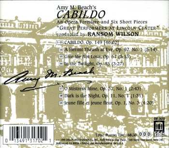 CD Amy Marcy Cheney Beach: Cabildo (An Opera Premiere And Six Short Pieces)