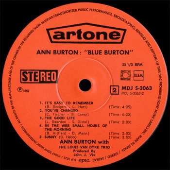 LP Louis Van Dyke Trio: Blue Burton LTD