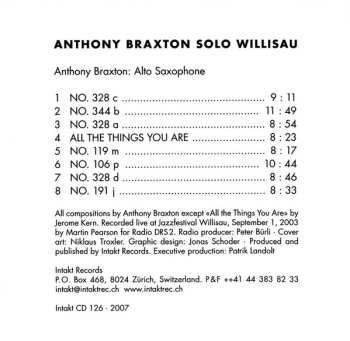 CD Anthony Braxton: Solo Willisau