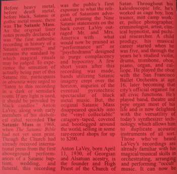 CD Anton LaVey: The Satanic Mass (Recorded Live At The Church Of Satan San Francisco)