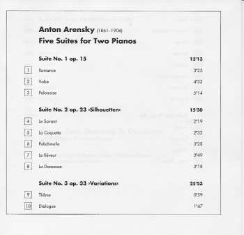 CD Anton Stepanovich Arensky: Five Suites For Two Pianos