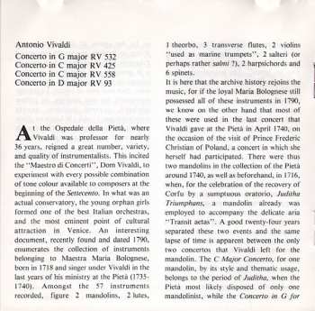 CD Antonio Vivaldi: Concerti Per Mandolini RV 93, 425, 532 & 558