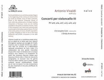 CD Antonio Vivaldi: Concerti Per Violoncello III
