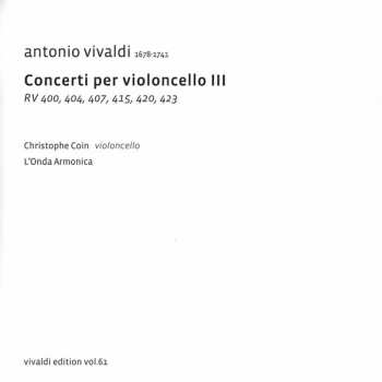 CD Antonio Vivaldi: Concerti Per Violoncello III