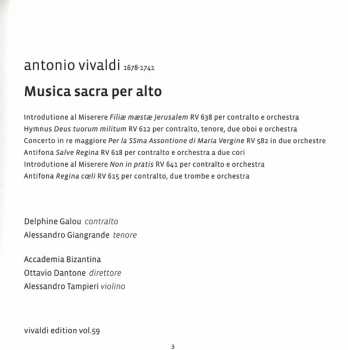 CD Antonio Vivaldi: Musica Sacra Per Alto