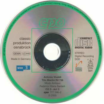 3CD/Caja Antonio Vivaldi: Tito Manlio