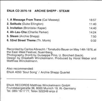 CD Archie Shepp: Steam