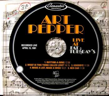 CD Art Pepper Quartet: Live At Fat Tuesday's