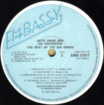 LP Artie Shaw And His Orchestra: The Beat Of The Big Bands