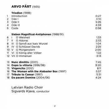 CD Arvo Pärt: Da Pacem Domine