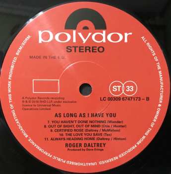 LP Roger Daltrey: As Long As I Have You