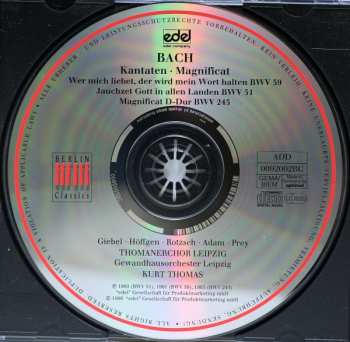 CD Johann Sebastian Bach: Magnificat In D Major BWV 243 / Jauchzet Gott In Allen Landen! BWV 51 / Wer Mich Liebet, Der Wird Mein Wort Halten BWV 59