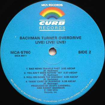 LP Bachman-Turner Overdrive: Live! Live! Live!