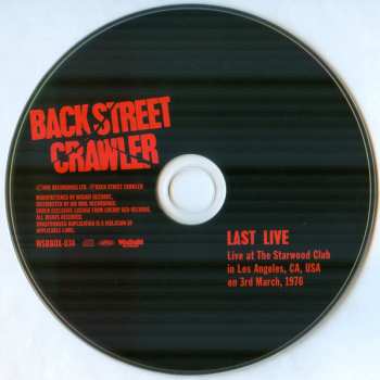 2CD Back Street Crawler: The Live Performances -First & Last- DIGI