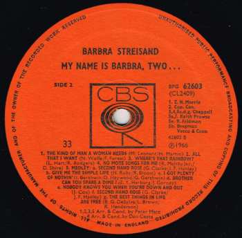 LP Barbra Streisand: My Name Is Barbra, Two...