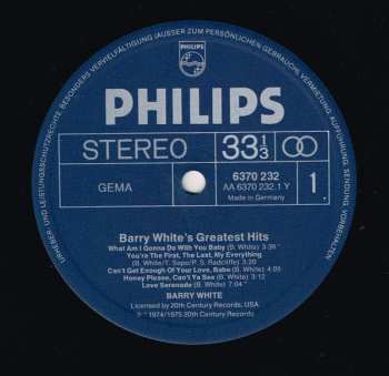 LP Barry White: Barry White's Greatest Hits