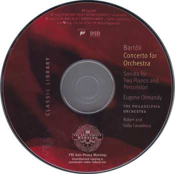 CD Béla Bartók: Concerto For Orchestra / Sonata For Two Pianos And Percussion