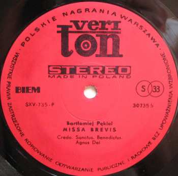 LP Bartłomiej Pękiel: Missa Brevis