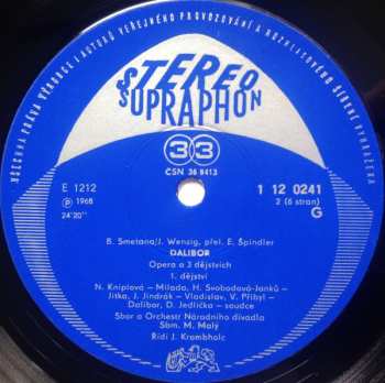 3LP/Caja Bedřich Smetana: Dalibor (3xLP + BOX) MONO
