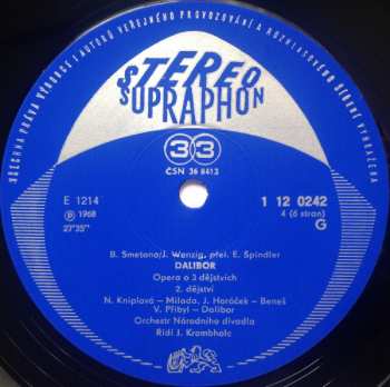 3LP/Caja Bedřich Smetana: Dalibor (3xLP + BOX) MONO