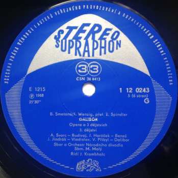 3LP/Caja Bedřich Smetana: Dalibor (3xLP + BOX) MONO
