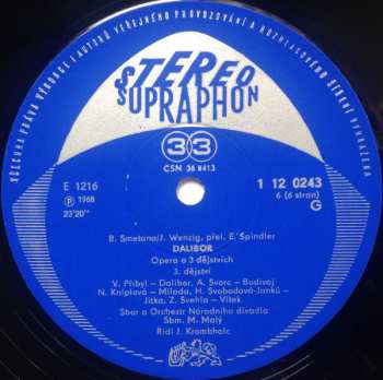 3LP/Caja Bedřich Smetana: Dalibor (3xLP + BOX) MONO