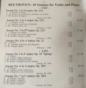 3CD/Caja Ludwig van Beethoven: 10 Sonatas For Violin & Piano (Live At The Library Of Congress 1946)