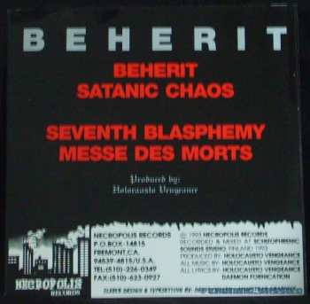 LP Beherit: Messe Des Morts (transparent Red)