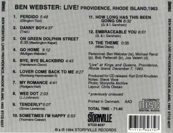 CD Ben Webster: Live! Providence, Rhode Island, 1963