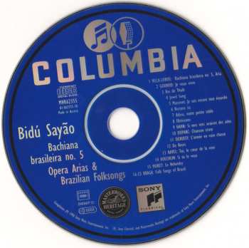 CD Bidú Sayão: Bachiana Brasiliera No. 5 Opera Arias & Brazilian Folksongs