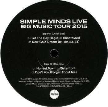 2LP Simple Minds: Big Music Tour 2015 (Simple Minds Live) CLR
