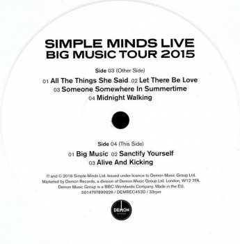 2LP Simple Minds: Big Music Tour 2015 (Simple Minds Live) CLR